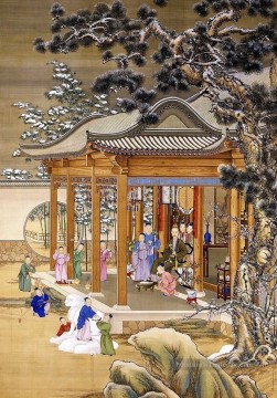 Lang brillant empereur dans la neige Art chinois traditionnel Peinture à l'huile